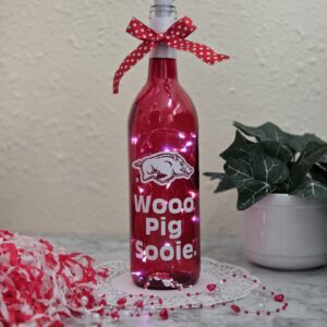 wooo pig sooie lighted razorback red wine bottle – usb rechargeable fairy lights