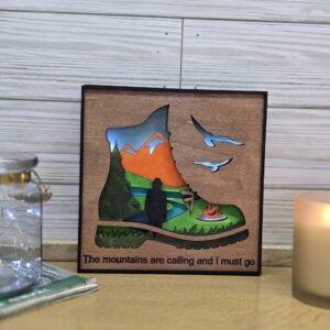 rustic laser cut layered wood home decor 12 x 12 in hiking boot with led lights rustic laser cut layered wood home decor 12 x 12 in hiking boot with led lights
