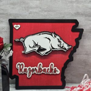 arkansas razorback layered wood wall art running razorback