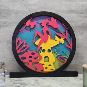 whimsical fairy lighted shadow box laser cut wood decor with led fairy lights