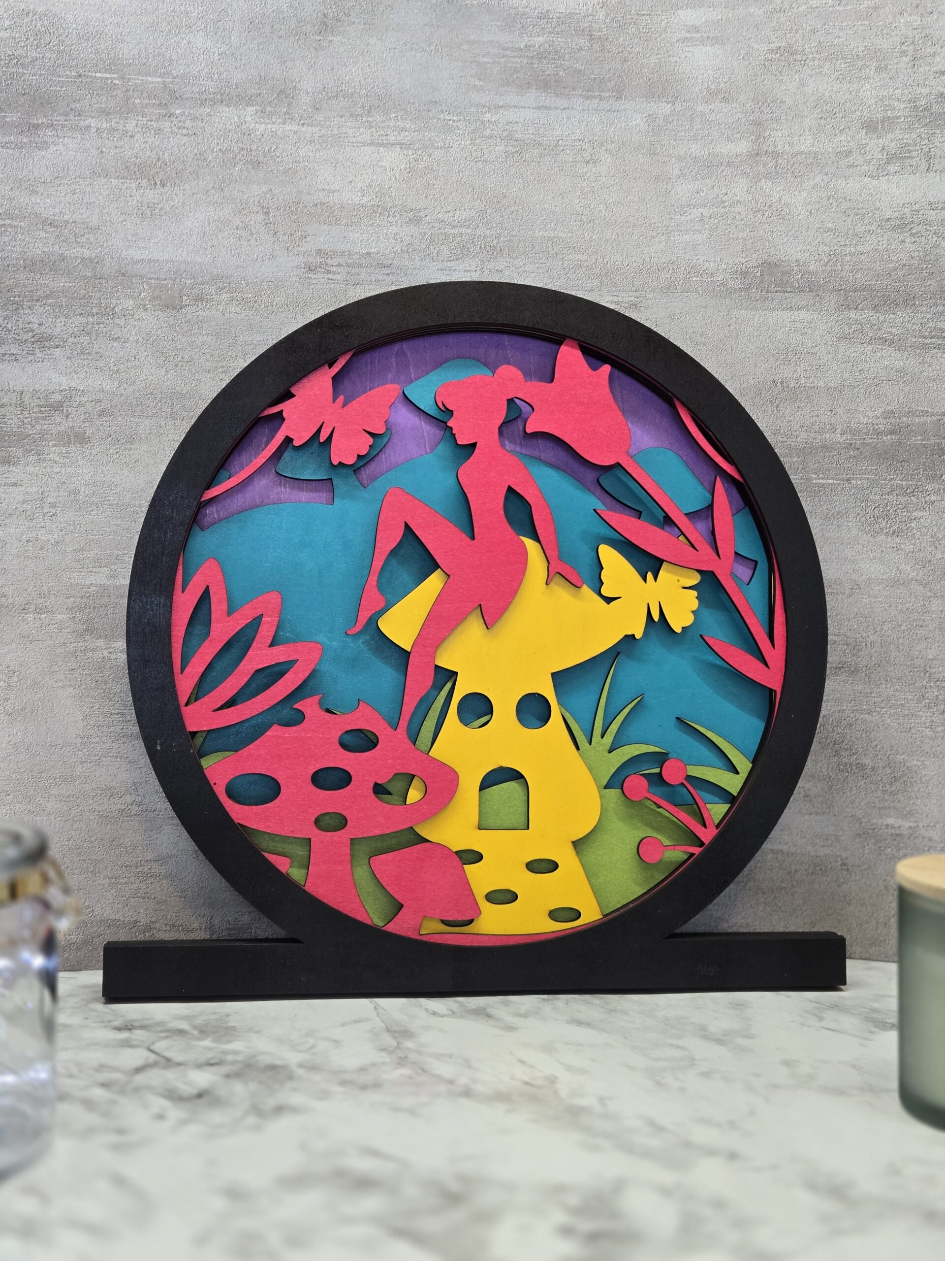 whimsical fairy lighted shadow box laser cut wood decor with led fairy lights