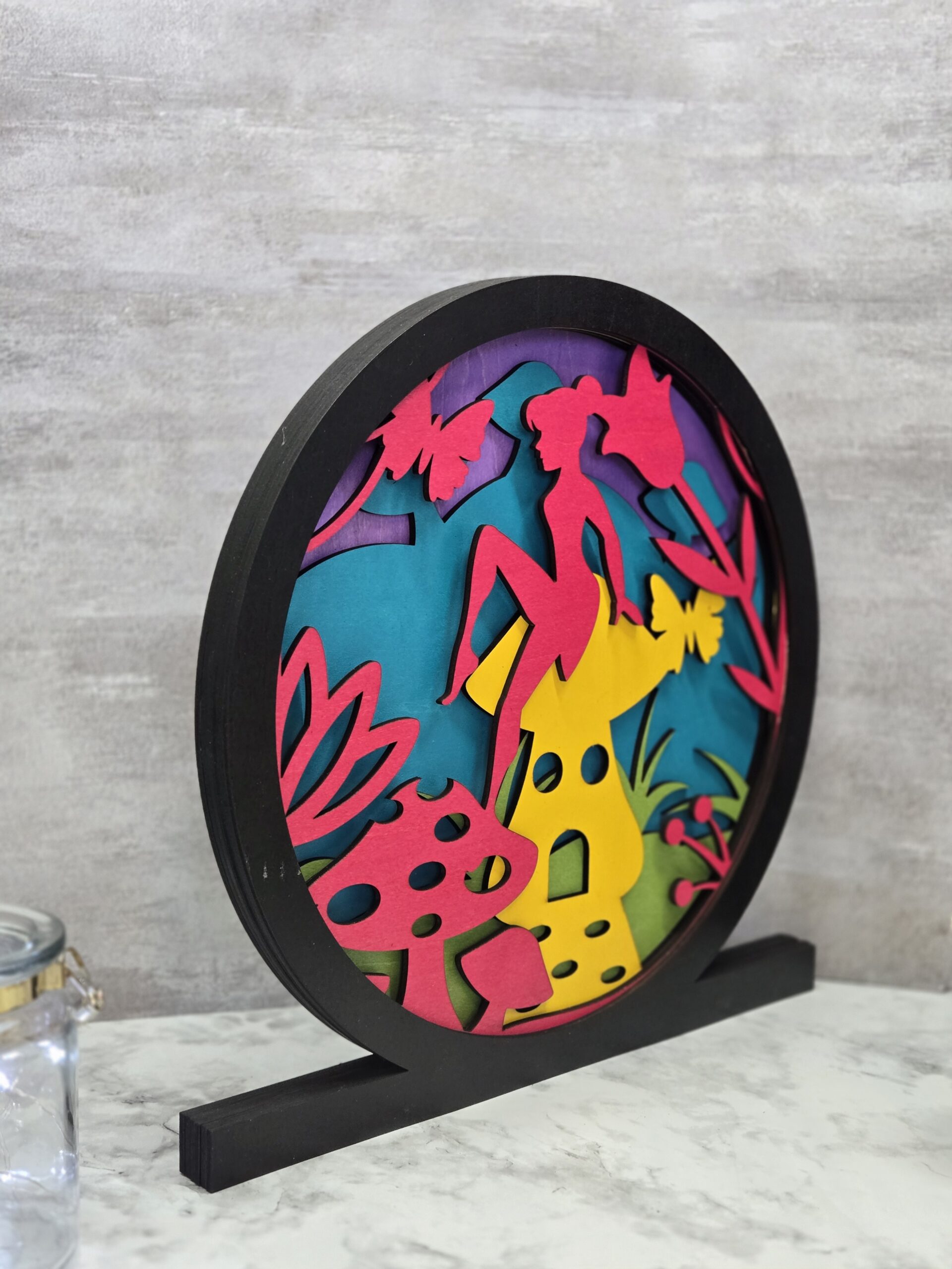 whimsical fairy lighted shadow box laser cut wood decor with led fairy lights