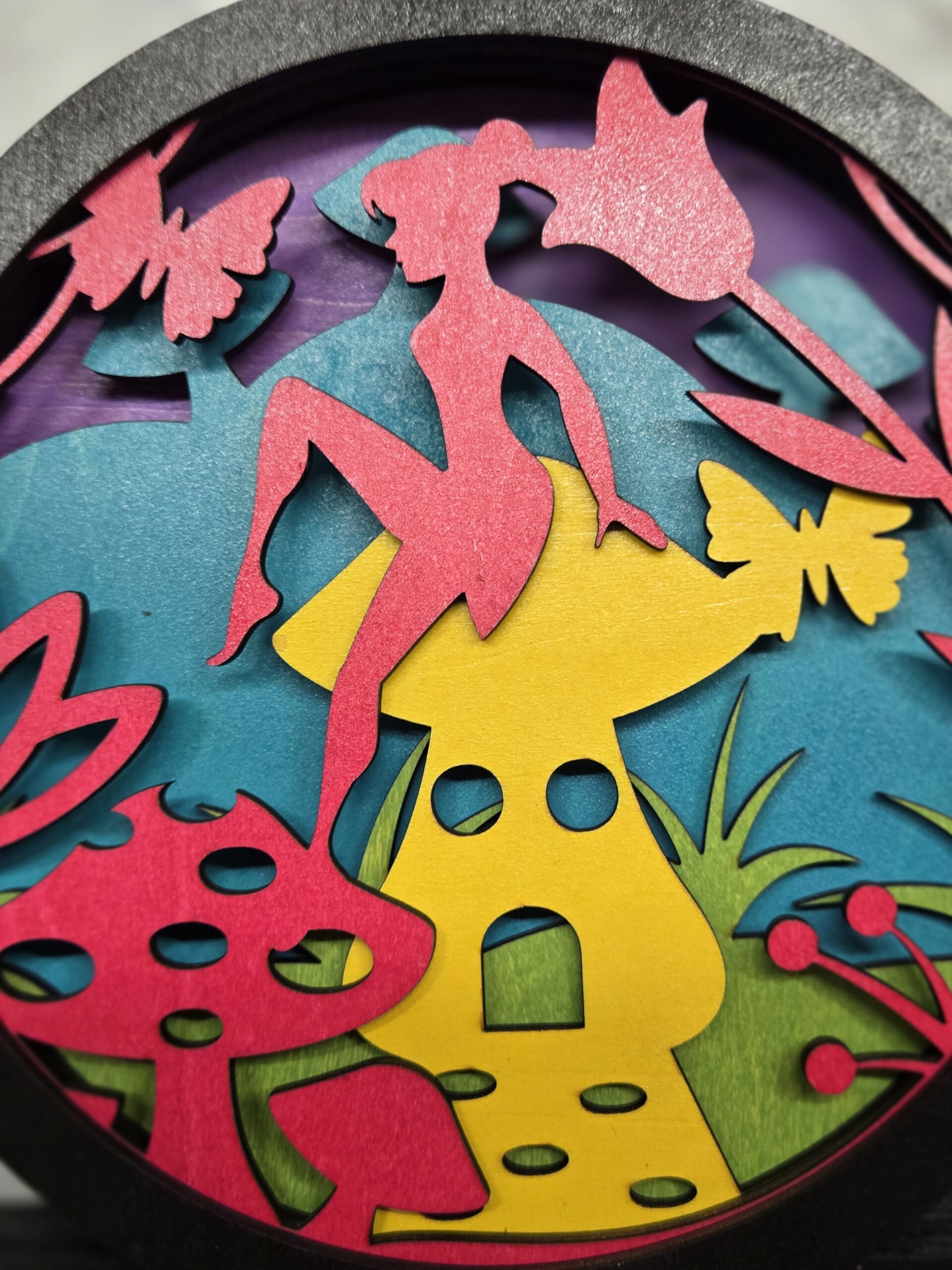 whimsical fairy lighted shadow box laser cut wood decor with led fairy lights