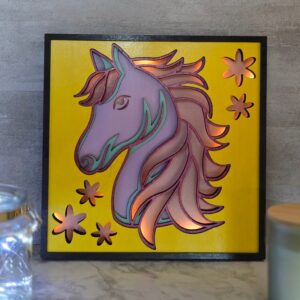 laser cut layered wood horse shadow box with led lights laser cut layered wood horse shadow box with led lights