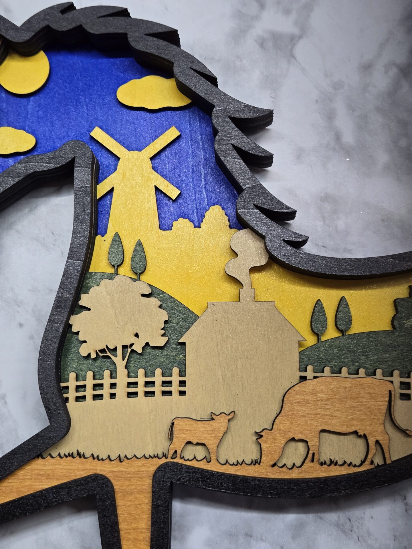3d layered farm horse wood art with barn and farm animals 3d layered farm horse wood art with barn and farm animals
