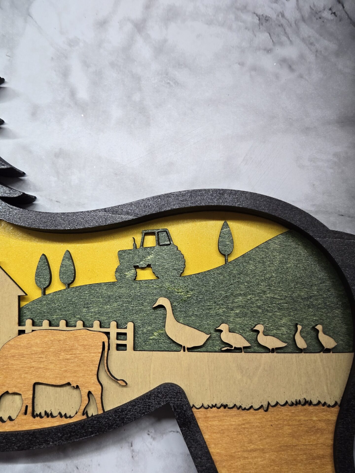 3d layered farm horse wood art with barn and farm animals 3d layered farm horse wood art with barn and farm animals