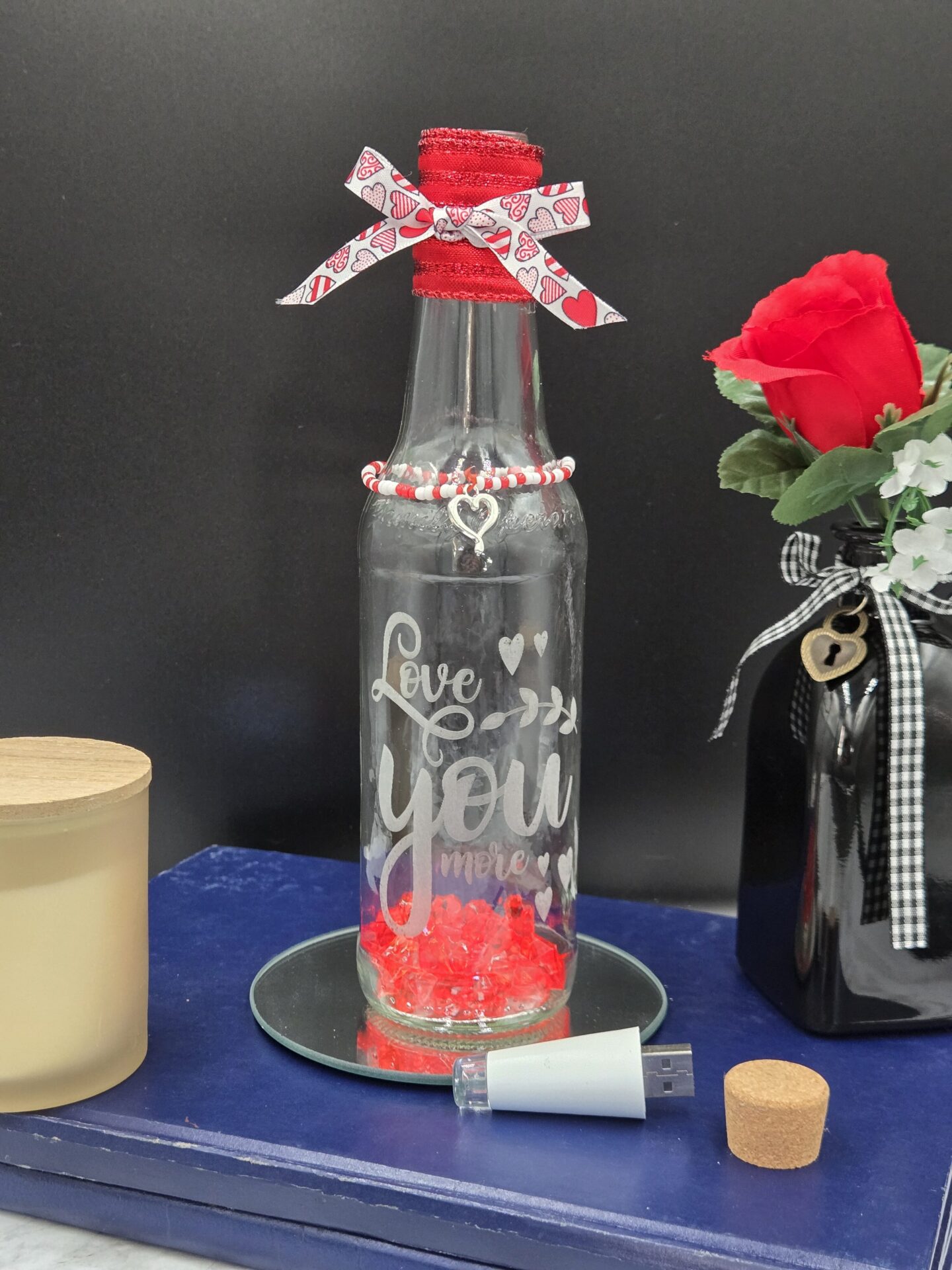 love you more lighted bottle | usb rechargeable valentine decor