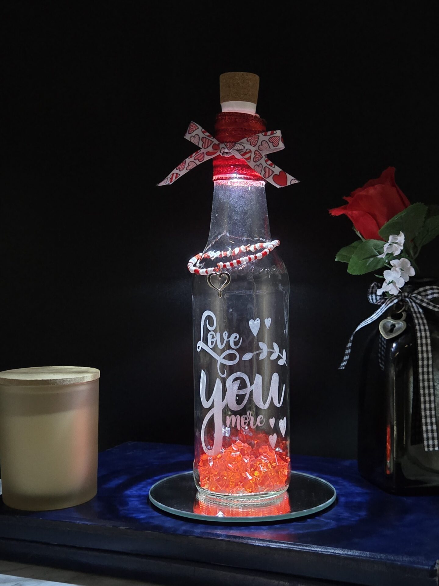 love you more lighted bottle | usb rechargeable valentine decor