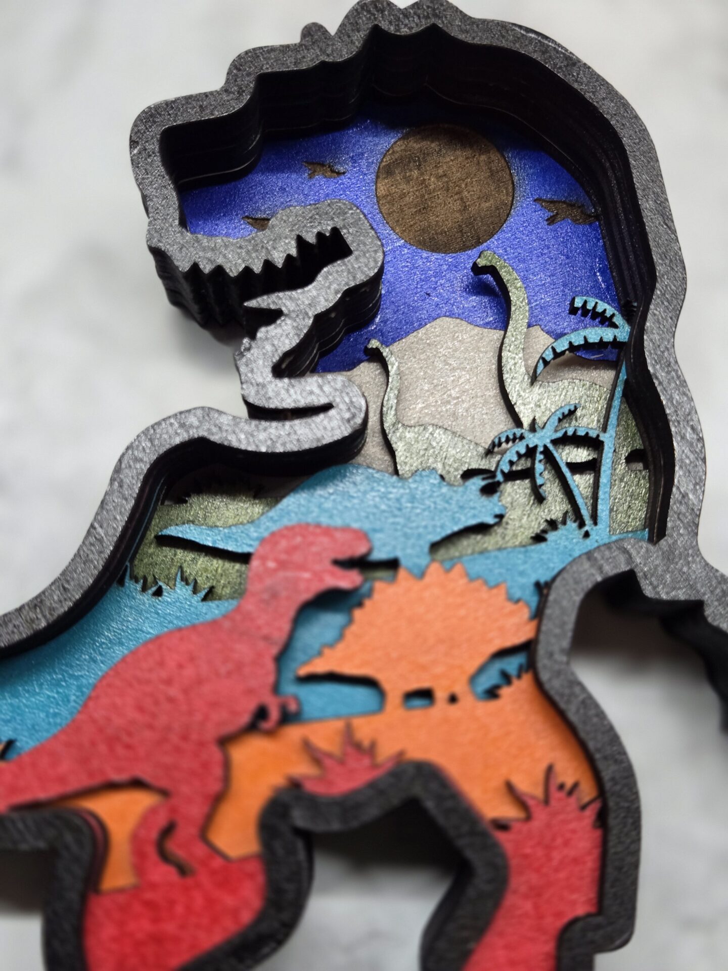 3d layered t rex wood decor | laser cut dinosaur shelf art 3d layered t rex wood decor | laser cut dinosaur shelf art