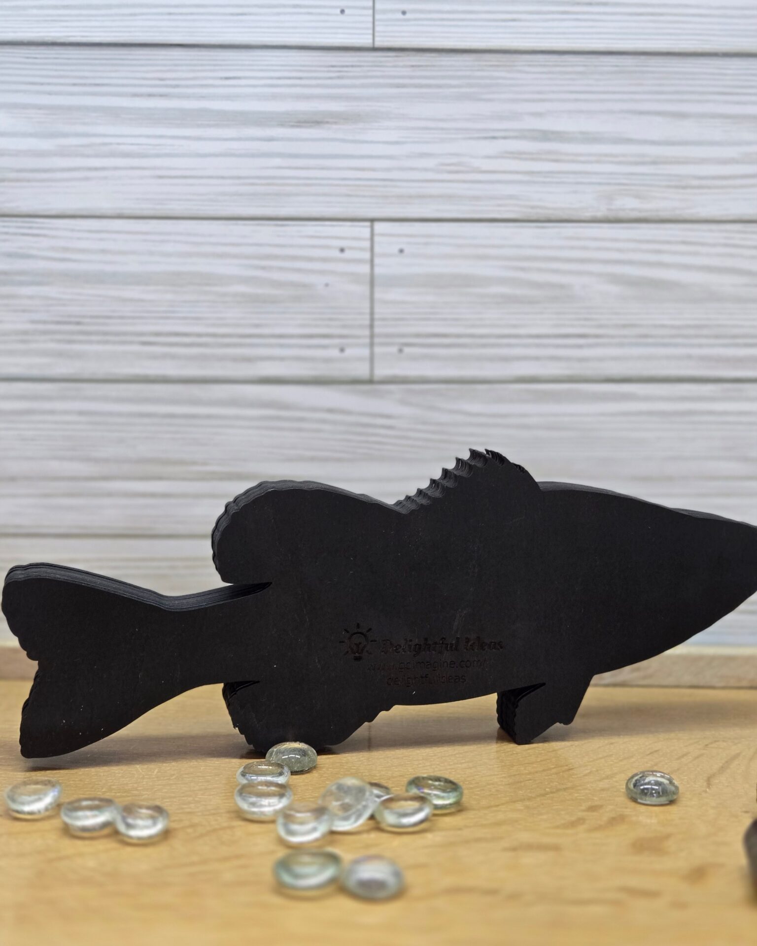 3d layered bass wood decor – laser cut fishing wall or shelf art for cabin, lake house & man cave