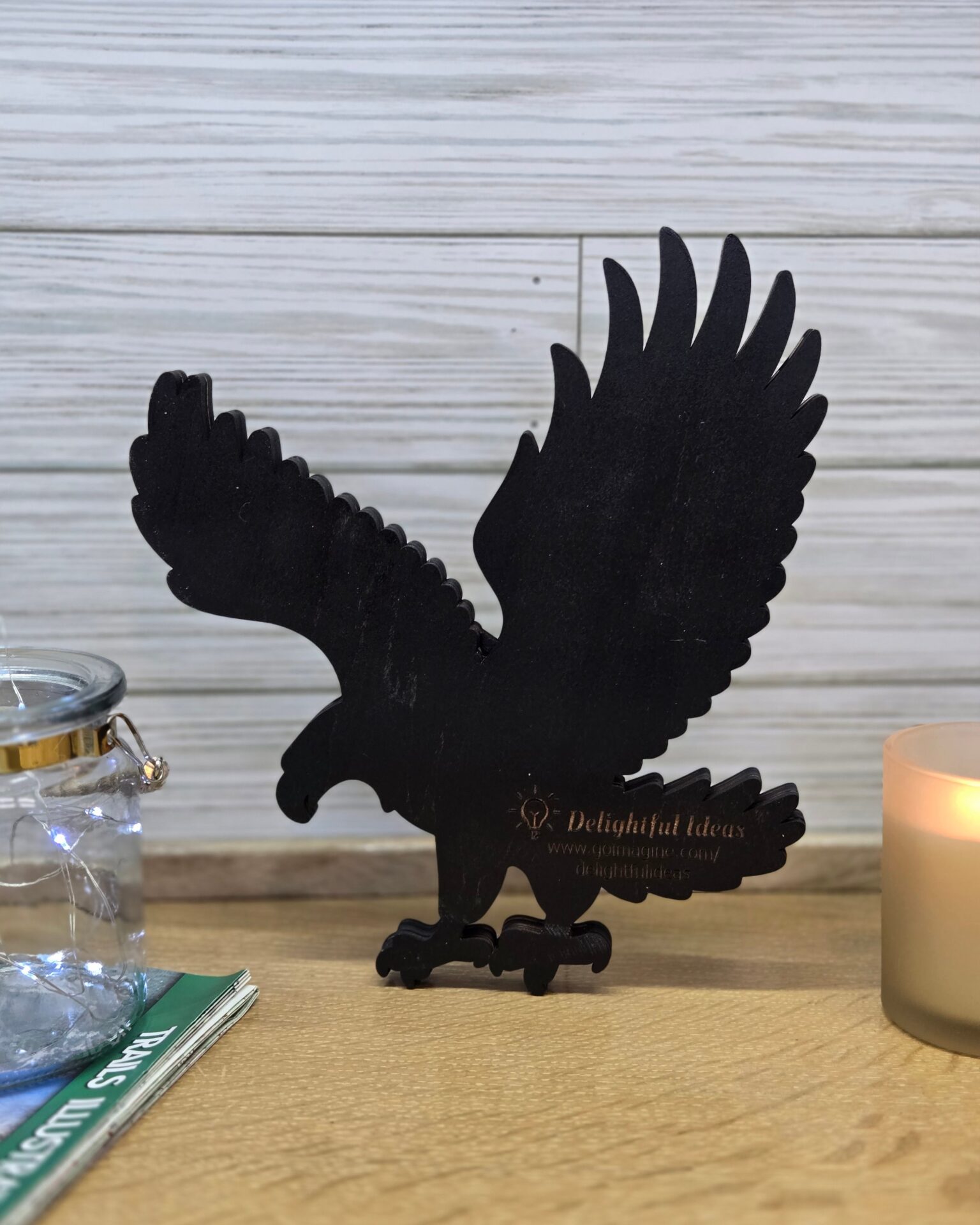 3d layered eagle wood decor | majestic mountain eagle shelf art