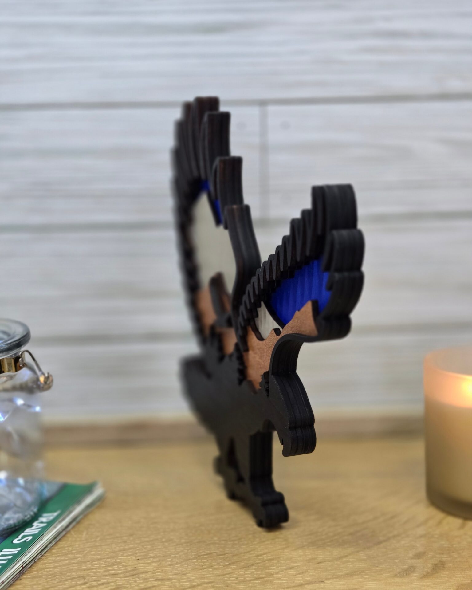 3d layered eagle wood decor | majestic mountain eagle shelf art