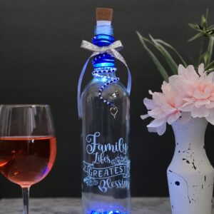 lighted family wine bottle decor – family life’s greatest blessing