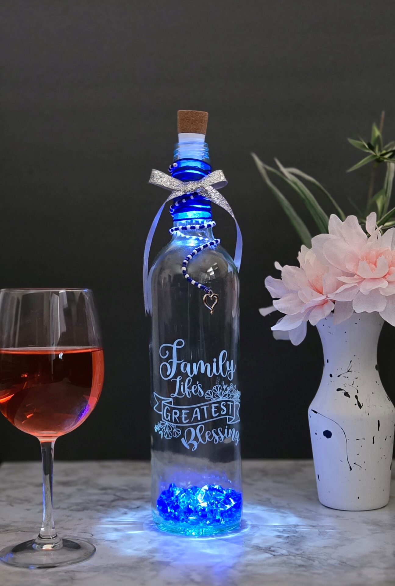 lighted family wine bottle decor – family life’s greatest blessing lighted family wine bottle decor – family life’s greatest blessing