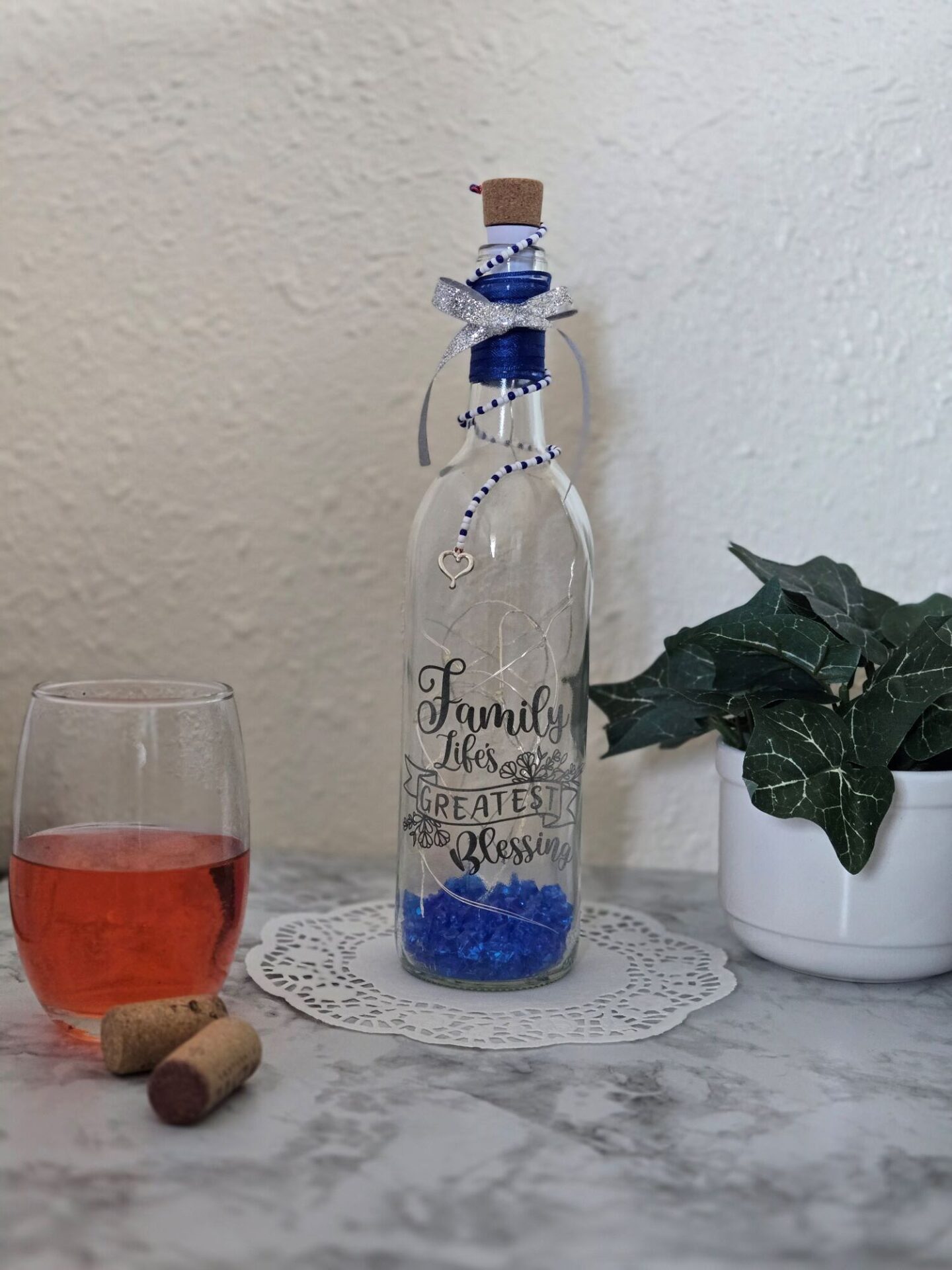 lighted family wine bottle decor – family life’s greatest blessing lighted family wine bottle decor – family life’s greatest blessing