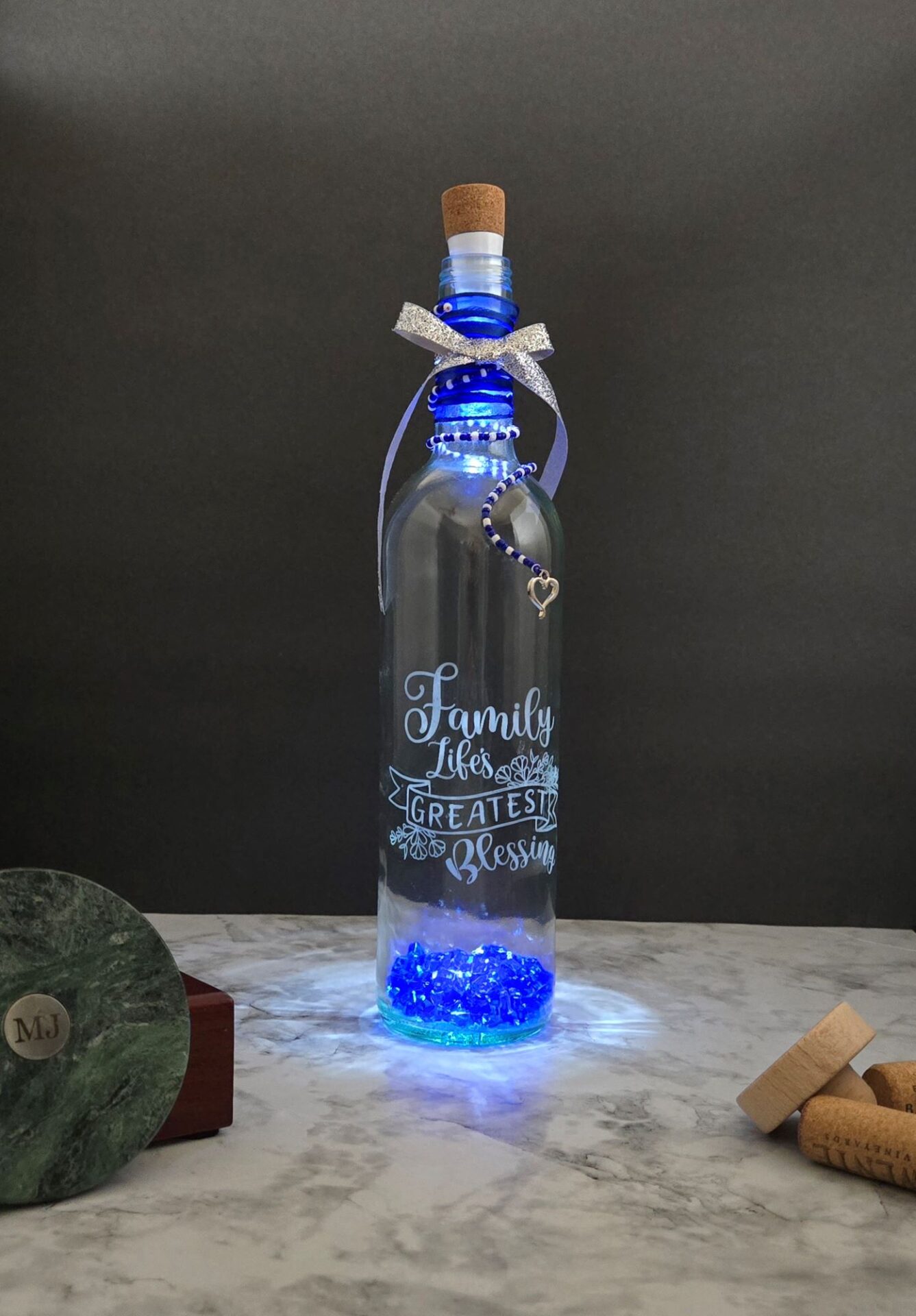 lighted family wine bottle decor – family life’s greatest blessing lighted family wine bottle decor – family life’s greatest blessing