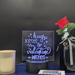 Contact us valentine acrylic led sign | hugs kisses valentine wishes light