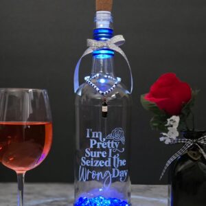 lighted wine bottle decor – “i’m pretty sure i seized the wrong day”
