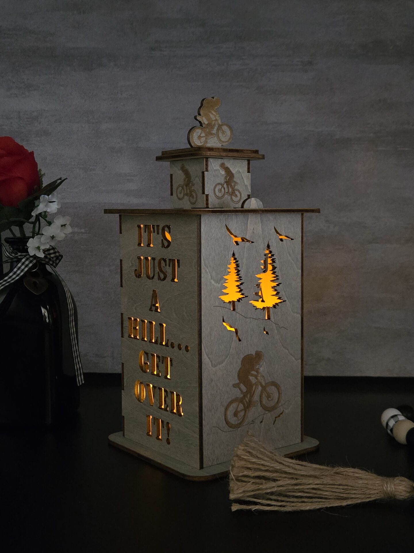 bike climb with lights