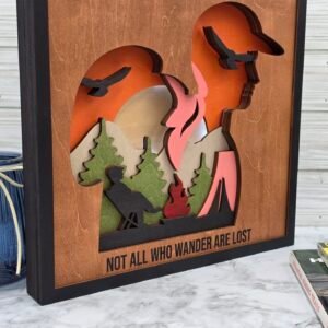 campfire and hiker side 12 in